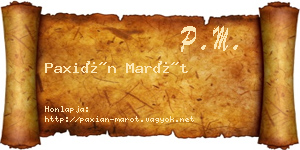 Paxián Marót névjegykártya